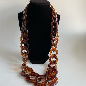 Large Acrylic tortoise shell print chunky chain necklace